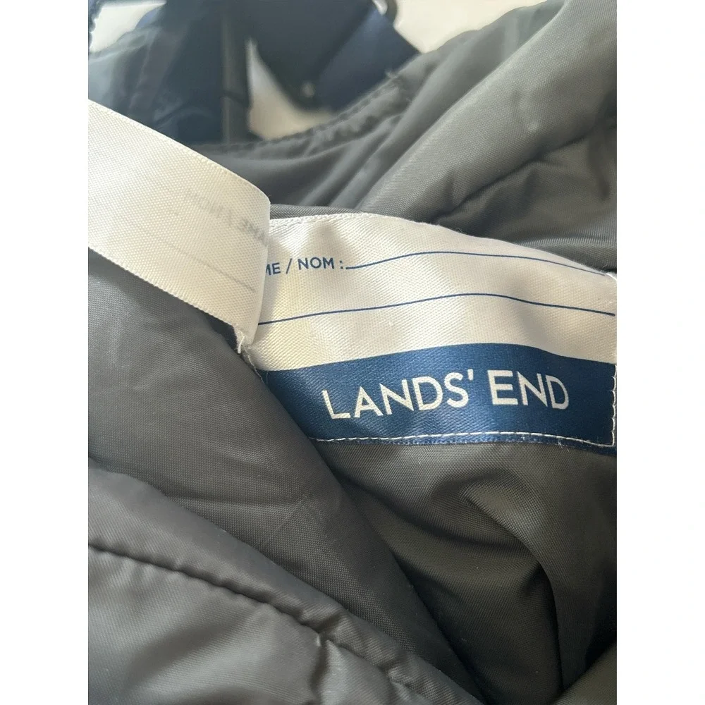Lands End Kids Navy Blue Iron Knee Snow Bibs Insulated Overalls Size 10